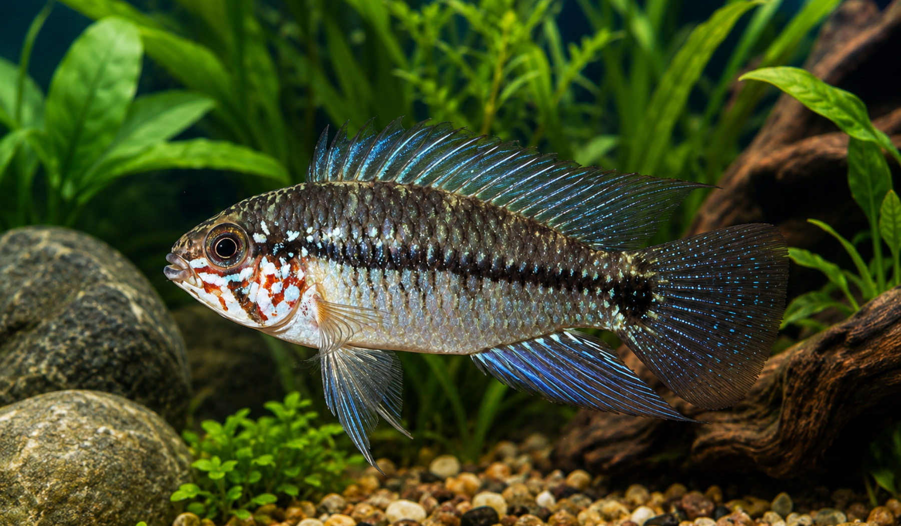 Foto de Apistogramma taeniata em ambiente natural ou aquário